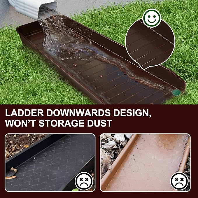 4 Pack Gutter Downspout Extensions,Rain Gutter Downspout Splash Block,Downspout Diverter,Down Spout Drain Extension,Gutter Splash Prevention Device for Cement Floor Lawn Ground (Brown)