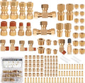 137Pcs Brass DOT Air Brake Line Fittings Assortment Kit,1/4" 1/8" 3/8" 1/2" Compression Air Nylon Tubing Fitting Assortment Repair Kits for Truck or Industrial Air System