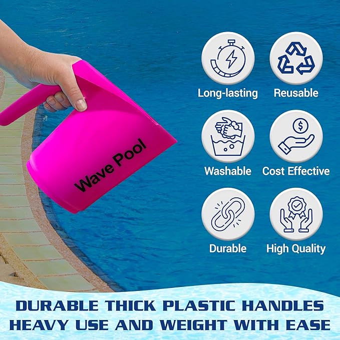 DE Pool Filter Powder Scoop – 1 lb Measurement – Compatible with All DE Filters – EZ Grip Design for Easy Handling – Large DE Chemical Scooper for Pool Maintenance