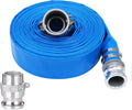 2" x 50ft PVC Lay Flat Discharge Hose With Aluminum Camlock C & E Fittings, Cam Lock Fitting Type F included, Heavy Duty Reinforced Pump Backwash Hose Assembly