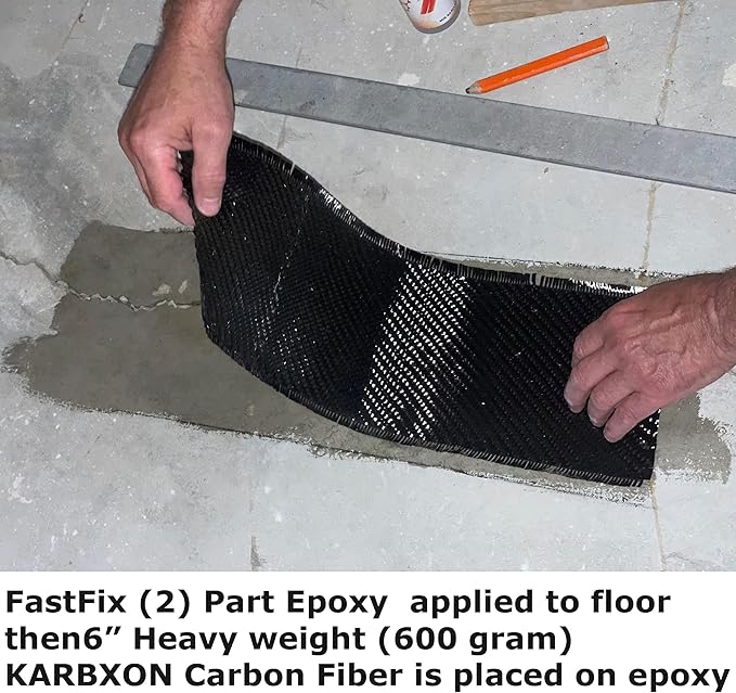 Concrete Crack Repair KIT - Carbon Fiber Concrete reinforcing Fiber Fabric-Fastfix-it High Strength epoxy - Complete kit for All Concrete, Basements, Foundation Wall Repairs-All You Need