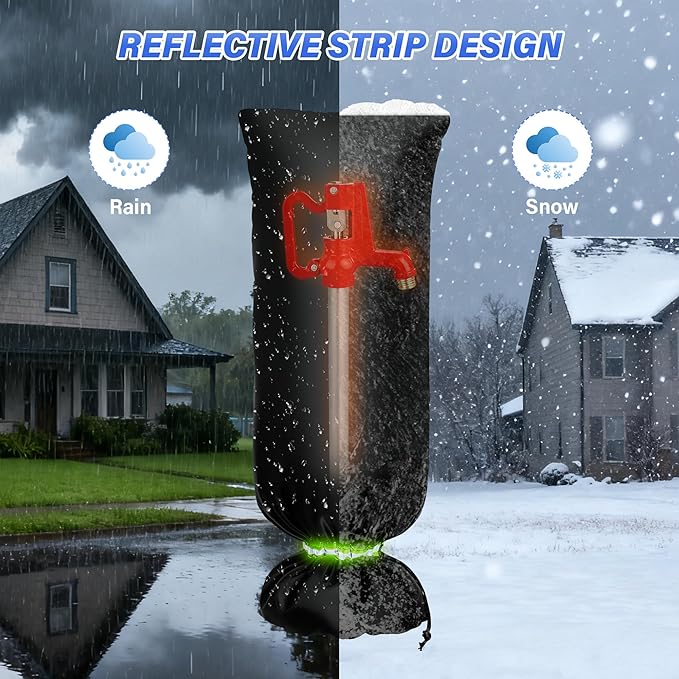 Bonviee 2-Pack Outdoor Faucet Covers For Winter- 35”H X 15”W- Insulated With Thick Cotton Waterproof Oxford Fabric and Reflective Strip for Freeze Protection Outdoor Faucets Hose Bibs