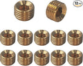 12PCS 1/4" NPT Male Plug Fitting Set, Brass Hex Counter Sunk Plugs, Internal Hex Socket Thread Pipe Plug for Closing the End of Pipe