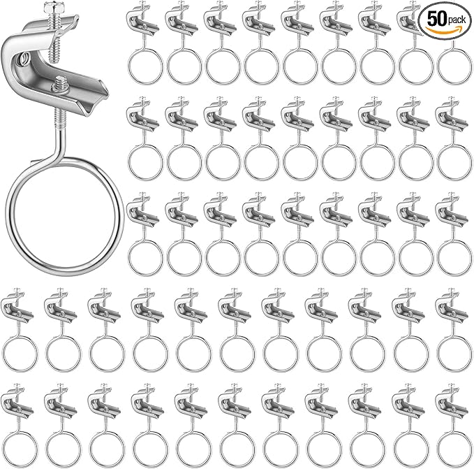 50 Pcs 1/4" x 20 Beam Clamp, 2 Inch Beam Clamps Steel Small C Clamps with Screws Rings Threaded Bridle Rings Hangers for Electricians, Pipe, Supports Up to 75 Lbs