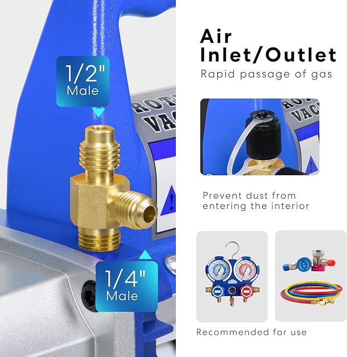 VIVOHOME 110V 1/3 HP 4.5 CFM Single Stage Rotary Vane Air Vacuum Pump with Oil Bottle
