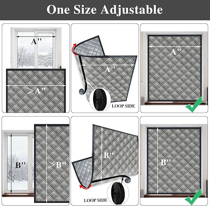 Gulrear 43"x59" Window Insulation Kit for Winter,3Layer Thermal Window Insulation Cover for Winterizing to Block Cold Drafts and Insulates,Features Velcro for Adjustable Fit for RV,Indoor Window