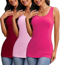 H HIAMIGOS Womens 3 Packs Long Tank Tops Stretchy Cotton Sleeveless Camisole Undershirts Layering Workout Yoga Camis