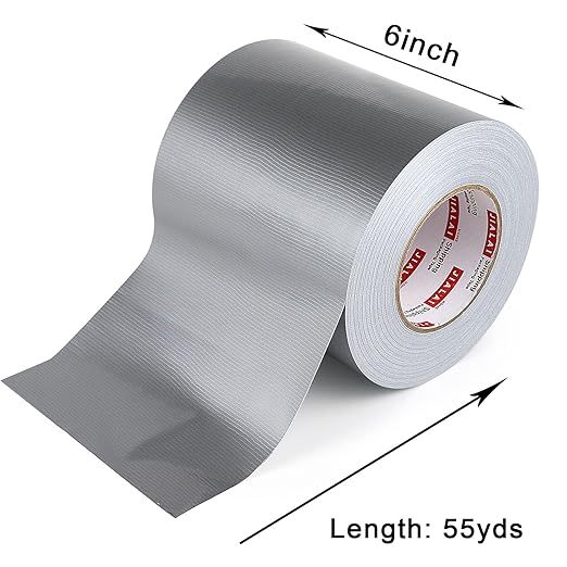 Duct Tape 6" Wide, 6 inch Wide Duct Tape Heavy Duty Waterproof 55 Yards (164 ft) Silver, UV Resistant for Crafts, Home Improvement, Repairs, & Projects