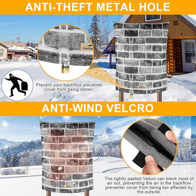 Backflow Preventer Cover Insulated (5˚F) - 14" W x 18" H Backflow Cover for Winter Pipe Freeze Protection - Sprinkler Covers for Outside - Double Wall Insulation Cover Brick Grey