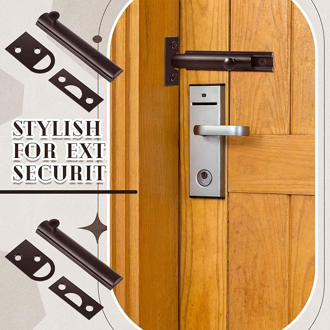 Lothee 4 Pcs Solid Brass Surface Bolt Door Slide Bolt Door Latches for Top of Slide Latch Lock(3'',Oil Rubbed Bronze)