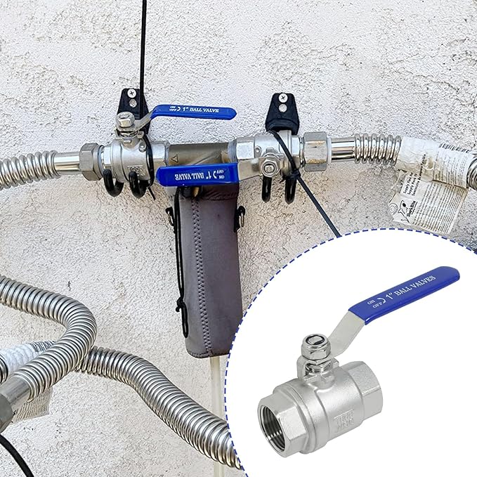 YADIAN 2 Pack 1 inch Ball Valve NPT Female Full Port 304 Stainless Steel 1'' Ball Valve Heavy Duty Shut Off Valve for Water, Oil, and Gas with Blue Locking Handles, 1000 WOG