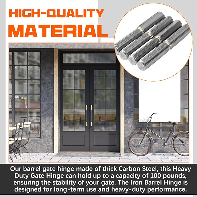 15 Pack 4-5/8" x 5/8" Weld on Bullet Hinges BBQ Smoker Weldable Barrel Hinges Heavy Duty Carbon Steel Detachable Gate Door Fittings for Swing Door Trailer Ramp
