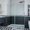 Frameless Sliding Shower Door - 44 to 48 Inch Adjustable Width x 76 Inch Height, 8mm Tempered Glass with Soft Close & Easy-Clean Coating, Stainless Steel Round Rail & 55 Rollers, Matte Black Finish