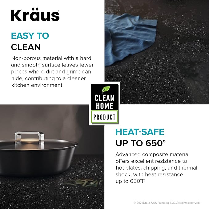KRAUS Bellucci 32” in. Undermount Workstation Granite Kitchen Sink in Metallic Black with Accessories, KGUW2-33MBL