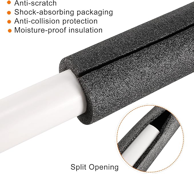 MECCANIXITY Foam Tube Sponge Protective Sleeve Heat Preservation Black Sleeve Polyethylene Pipe 40mm(1.57 Inch) ID for Pipe Insulation, Pack of 2