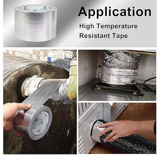 BOMEI PACK Adhesive Aluminum Foil Heat Shield Tape 2 Pack Barrier Fiberglass Thermal Insulation Reflective Material High Temp Protection (3Rolls 3inch)