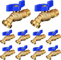 VIHOSE 10 Pack Male Hose Bib Mip, 3/4" Mip x 3/4" Mht, 1/4 Turn Outdoor Brass Water Hose Spigot Heavy Duty Faucet Shut off Valve for Garden Patio Outdoor(blue)