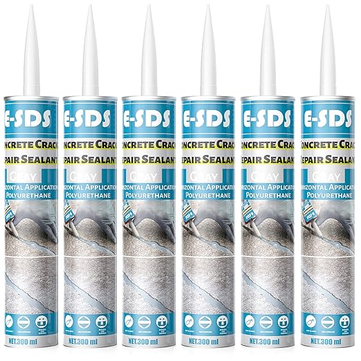 E-SDS Concrete Crack Repair Sealant Self Leveling Gray Polyurethane Adhesive Sealant Construction Sealer Sealing Horizontal Expansion Joints in Concrete 10.5 fl. oz (6 Pack)