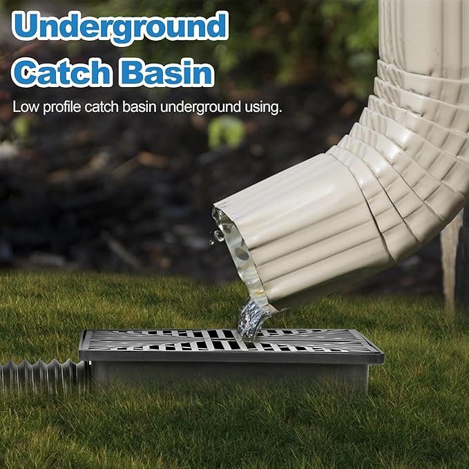 YAMIAOMAO Catch Basin Gutter Downspout Extensions with 2.5" IN Flexible Pipe, 5Ft Black Drainage Pipes, Gutter Catch Basin Suitable for Outdoors, Yard and Soil Protection, Pipe can Extend