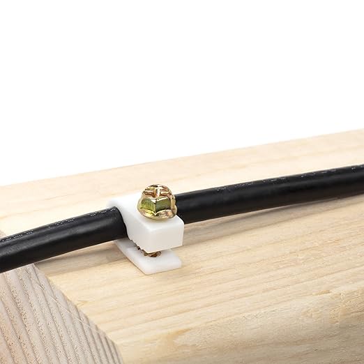 THE CIMPLE CO Ribbed Plastic Conical Anchors and White Cable Screw Clips - for Concrete, Stucco, Brick, Drywall, and Similar - Kit of 10 Screw Clips, and 10 Anchors