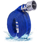 ZYfire Backwash Hose - 1-1/2" x 50 FT PVC Lay Flat Discharge Hose with Aluminum Camlock C & E Fittings Heavy Duty Reinforced Pump Discharge Hose Weather and Burst Resistant for Pool Drain, Sump Pump