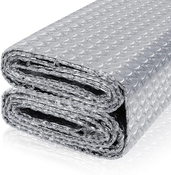 Reflective Bubble Insulation Sheet, Double Side Aluminum Foil Bubble Shield, Aluminum Foil Thermal Insulation Radiant Barrier for Windows, RV, Roof, Garage Door (23.6IN X 15FT)