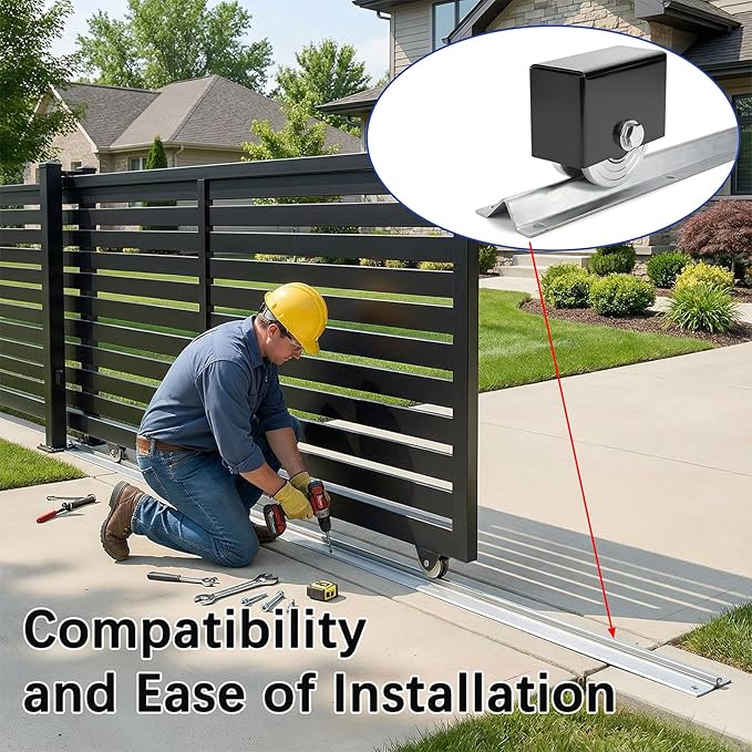 3 FT Heavy Duty Extra Wide V-Track (3FT×1), Compatible with 4" & 6" Large V-Groove Rollers for Smooth Sliding Without Hitting Anchor Bolts Includes Hammer Drive in Anchors for Sliding Gates Driveway
