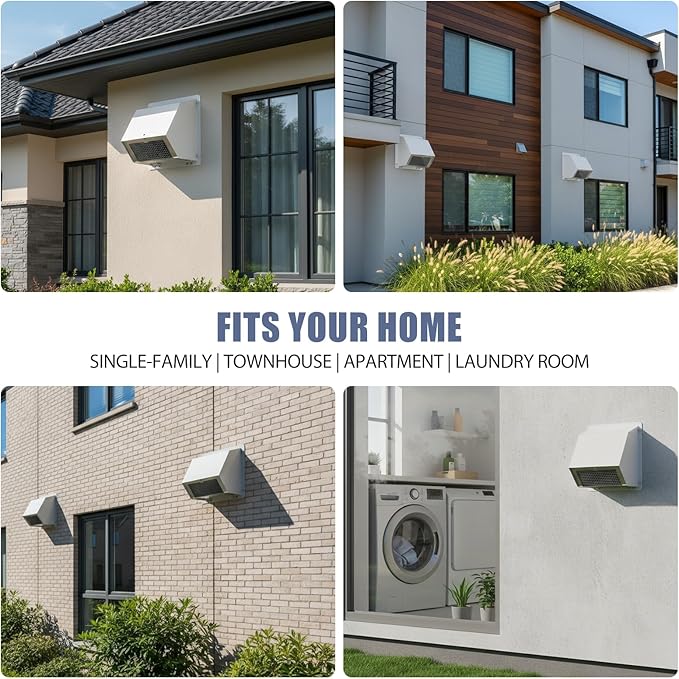 8 Inch Dryer Vent Cover Outside, White Wall Dryer Vent Cap, No-Pest Metal Vent Covers for House Exterior
