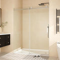 Frameless Sliding Shower Door Enclosure - 56 to 60 Inch Adjustable Width x 76 Inch Height, 8mm Coated Tempered Safety Glass with Easy Clean, Square Stainless Steel Rail, Brushed Finish