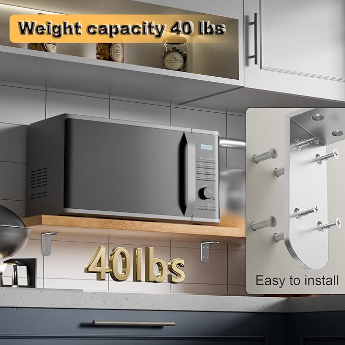 Alise 4Pcs Stainless Steel L Brackets for Shelves, Small Floating Shelf Brackets, 90 Degree Right Angle Bracket, Heavy Duty Metal L Bracket Corner Brackets for Wood Furniture (Brushed, 3.94X3.94 in)