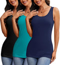 H HIAMIGOS Womens 3 Packs Long Tank Tops Stretchy Cotton Sleeveless Camisole Undershirts Layering Workout Yoga Camis