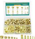 240PCS Brass Compression Sleeves Ferrules Inserts, 6 Sizes 1/2" 3/8" 5/16" 1/4" 3/16" 1/8" Tube OD Compression Fittings Assortment Kit for Air Water Fuel Oil and Inert Gases Line Connection