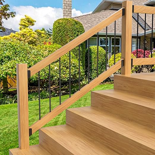 30° Stair Angle Stainless Steel Deck Railing Brackets Connectors for 2"x4" (Actual 1.5"x3.5") Railing Wood Post Stair Fence Railing Connectors with Coated Wood Screws,(4 Pair/Black)
