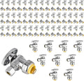 100-Pack Foskan Push Fit Angle Stop Valve,1/4 Turn Shut off Valve 1/2" Push Fit x 3/8" OD,Chrome Plated Brass