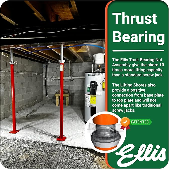 ELLIS Heavy-Duty Adjustable Steel Shore – Basement Post for Foundation, Beams, and Structural Floor Leveling – 30,000 lb Safe Load Capacity – 79"-104" Adjustment