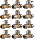 SharkBite Max 1/2 Inch Tee, Pack of 12, Push to Connect Brass Plumbing Fitting, PEX Pipe, Copper, CPVC, PE-RT, HDPE, U362LFA