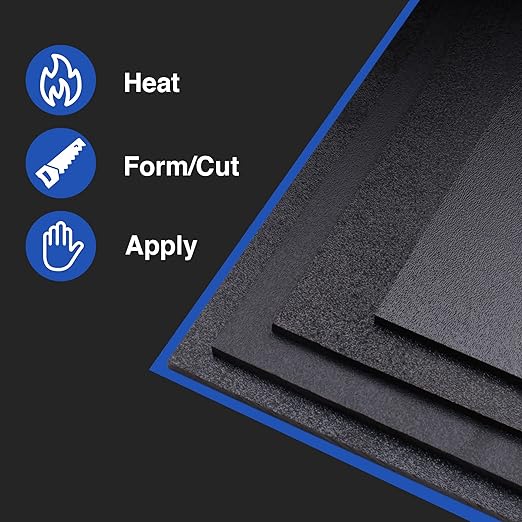 Duco USA-Made ABS Plastic Sheet 1/8 Inch Thick 6" x 6" - 2 Pack of Black Thermoplastic Panels - Textured, Heat Moldable ABS Board for DIY, Car Interiors, Crafts, and More