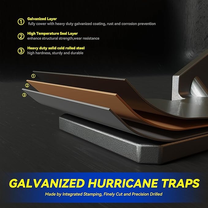 50 Pack Hurricane Ties for Rafters,Hurricane Straps Brackets with Strong Galvanized Powder-Coated,Trusses/Rafters Ties,Hurricane Clips,Rafter Hanger