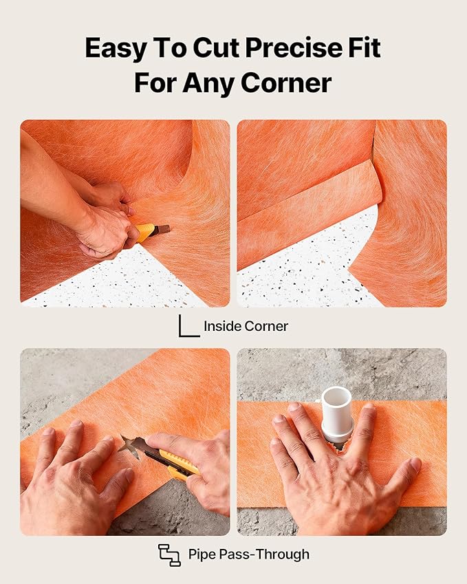 VEVOR Waterproof Membrane for Shower, 0.42 x 98.5 ft 41 sq.ft Waterproofing Tile Membrane, 20 mil Thick Polyethylene Fabric Roll, Easy to Cut for Bathroom, Kitchen, Sauna, Corners, Niches, Tile Joints