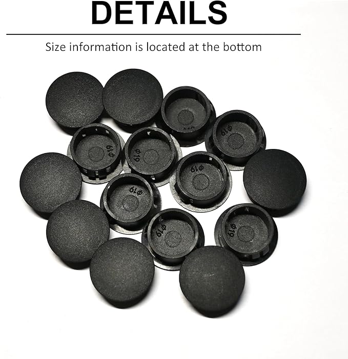 200Pcs 8 Sizes Nylon Plastic Hole Plugs 1/4" 5/16" 3/8" 1/2" 5/8" 3/4" 7/8" 1", Hole Plugs for Round Holes, Screw Hole Covers, Base Plugs, Furniture & Cabinet Hole Cap - Black
