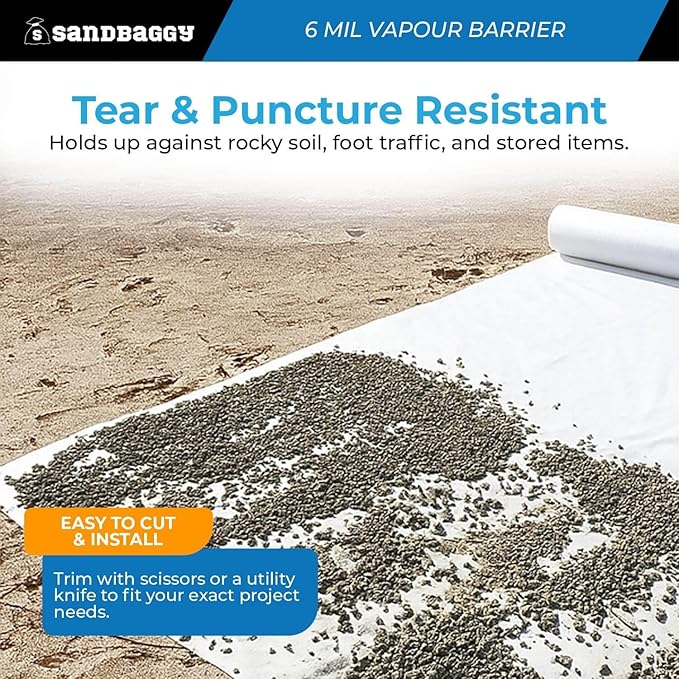 6 Mil Clear Vapor Barrier – Polyethylene Visqueen (USA Made) - Sandbaggy (10 ft x 100 ft, 1)