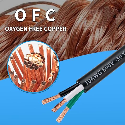 10 Gauge 3 Conductor Electrical Wire 10 AWG 3 Wire Oxygen-Free Copper PVC Stranded 50FT 10/3 Wire for LED Lighting Outdoor Low Voltage Extension Cable (10AWG-3C, 50FT)