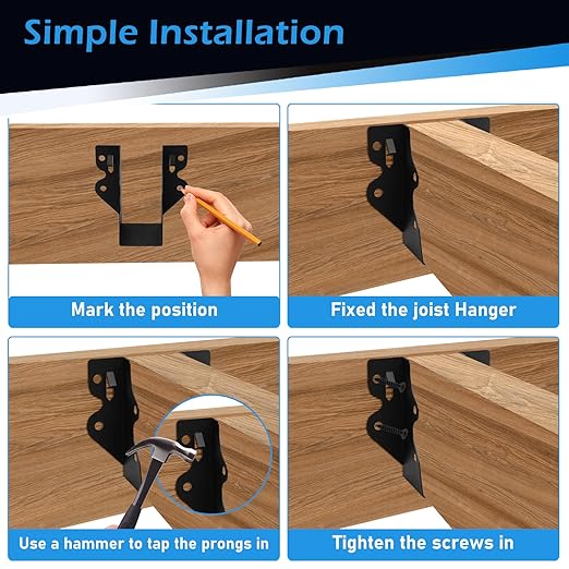 36Pcs 2"x 4" Joist Hanger,Q235B Steel Black Powder Coated Face Mount Joist Hangers ,Hurricane Ties for Rafters,Tie Brackets for Floor Deck and Ceiling Joists