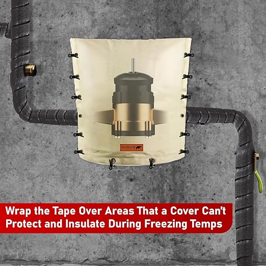 Redford Supply Co. 6 inch x 14 ft, Pipe Insulation, Outdoor Pipe Insulation Wrap for Winter Freeze Protection, Water Line Freeze Protection Foam, Insulated Wrap for Copper Pipes, PVC, AC Line