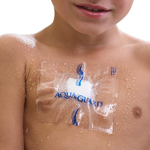 TIDI 50004-PKG AquaGuard Sheet – 4” x 4” – (Area of Coverage: 2.5” x 2.5”) – Shower Protection Sheet – Self-Adhesive Moisture Barrier – Wound Cover for Showering – 7 Sheets – Home Medical Supplies