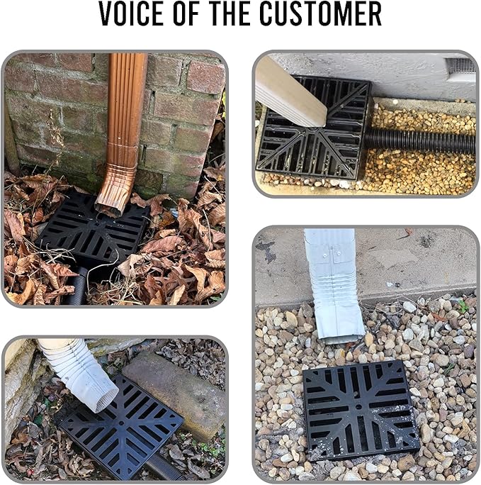 Catch Basin Downspout Extender, Gutter Downspout with Flexible Pipe, No Deep Dig Low Profile Catch Basin 10"×10" Protect House Foundation