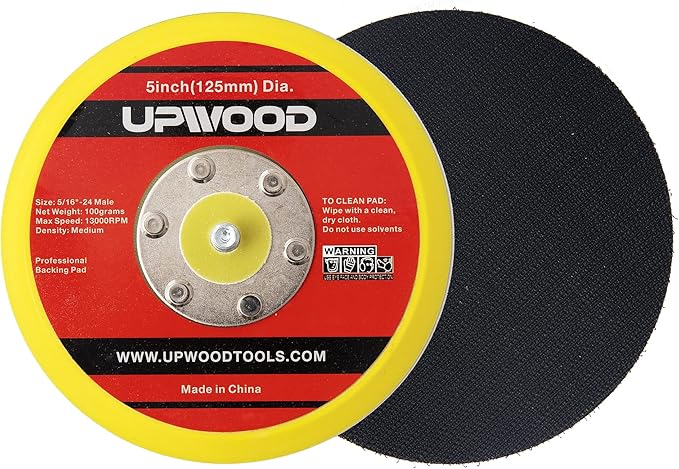 2 pcs 5" Hook and Loop Backing Pad for Air Sander Polisher, 5/16" Arbor with 24 Thread 1,3000RPM DA Sanding Pad