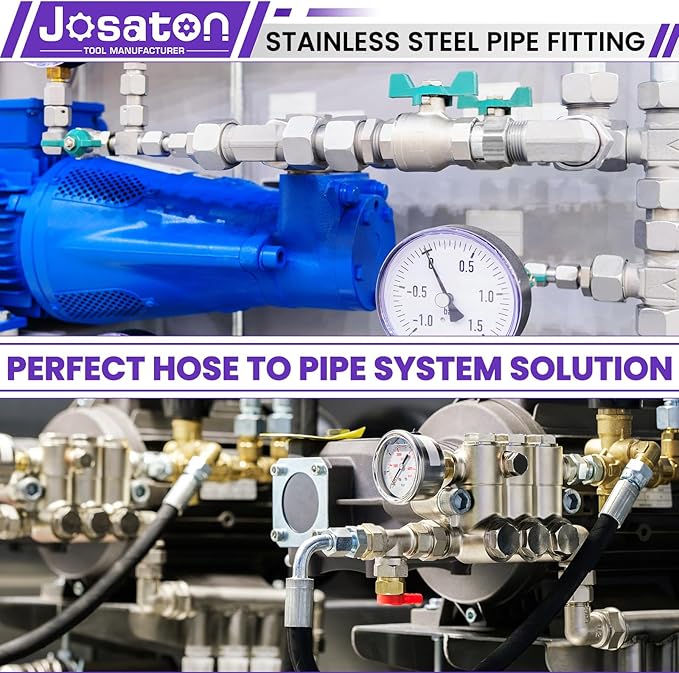 5-Pack Stainless Steel Extension Pipe Fitting, Josaton 1/2" Female to 1/2" Male Pipe Extension Fittings Connector for Tub Spout/Shower, Hex Bushing Converter Adapter, 30MM/40MM/50MM/70MM/100MM Length