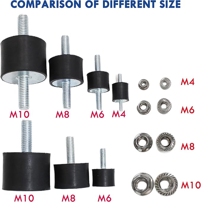 4 Pcs M8 30 x 20 mm Rubber Isolator Mounts Double Studs Shock Absorber with 8 Pcs Locknuts, Cylindrical Anti Vibration Isolation Damping Mounts for Compressors Pumps Generators Motor Engines
