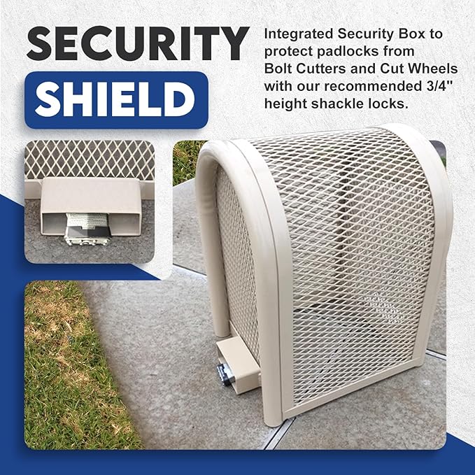Steel Protection Backflow Preventer Security Cage for Outside - Extra-Small - Tan - Guardian Enclosures - Cage Dimensions, Internal 11 1/8″ W x 20″ H x 16″ L, External 13 3/8″ W x 20″ H x 20 3/8″ L
